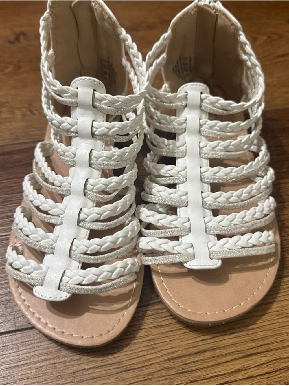 White Braided Gladiator Sandals for Kids - Strappy Summer Sandals